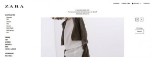 Visuel du site web officiel de Zara