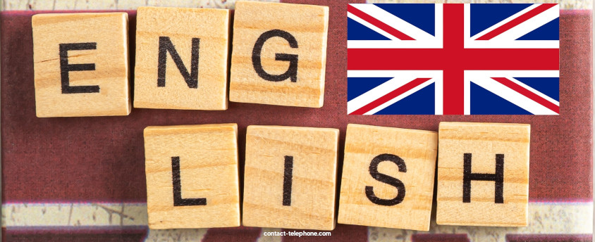 Lettres formant le mot "English" et drapeau anglais.