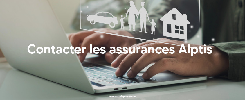 Mains d'un homme tapant sur le clavier de son ordinateur, des icônes indiquant l'assurance santé et habitation (entre autres) sont indiqués au-dessus.